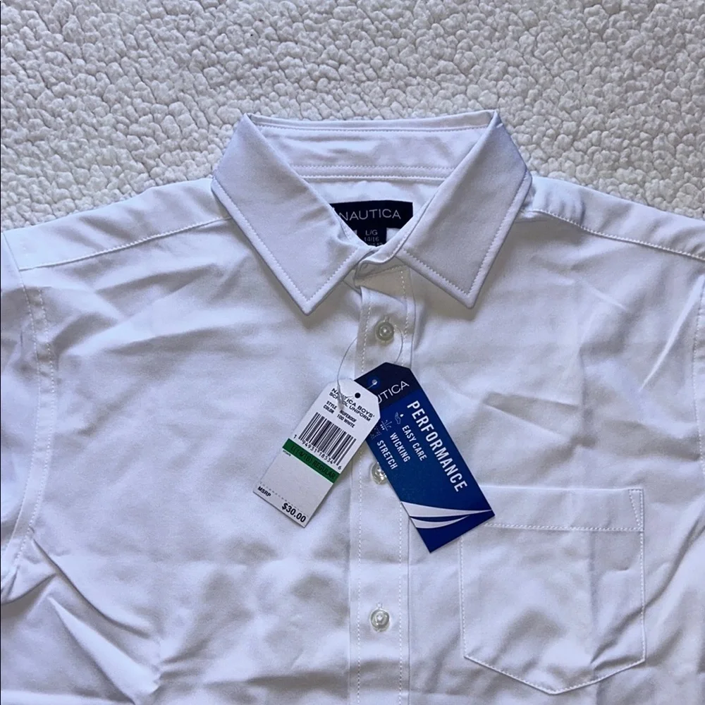 Nautica Kids White Short Sleeve Button-Down Shirt